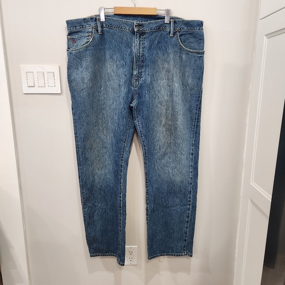 Vintage Polo Ralph Lauren Jeans Mens 46x32 Blue Big Medium Wash Straight Leg - Picture 1 of 16
